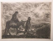 Steinhagen, Heinrich (1880 - 1948), "Flucht nach Ägypten", Radierung, ca. 1925, mittig u.