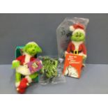 287 - Three Grinch Dolls & How The Grinch Stole Christmas Book
