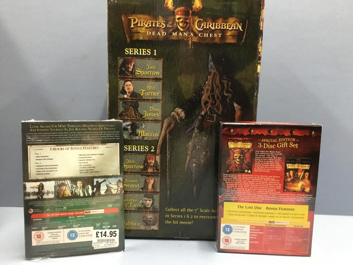 135 - Pirates Of The Caribbean Davy Jones 12" Figure 'Curse Of The Black Pearl' & DVD's
