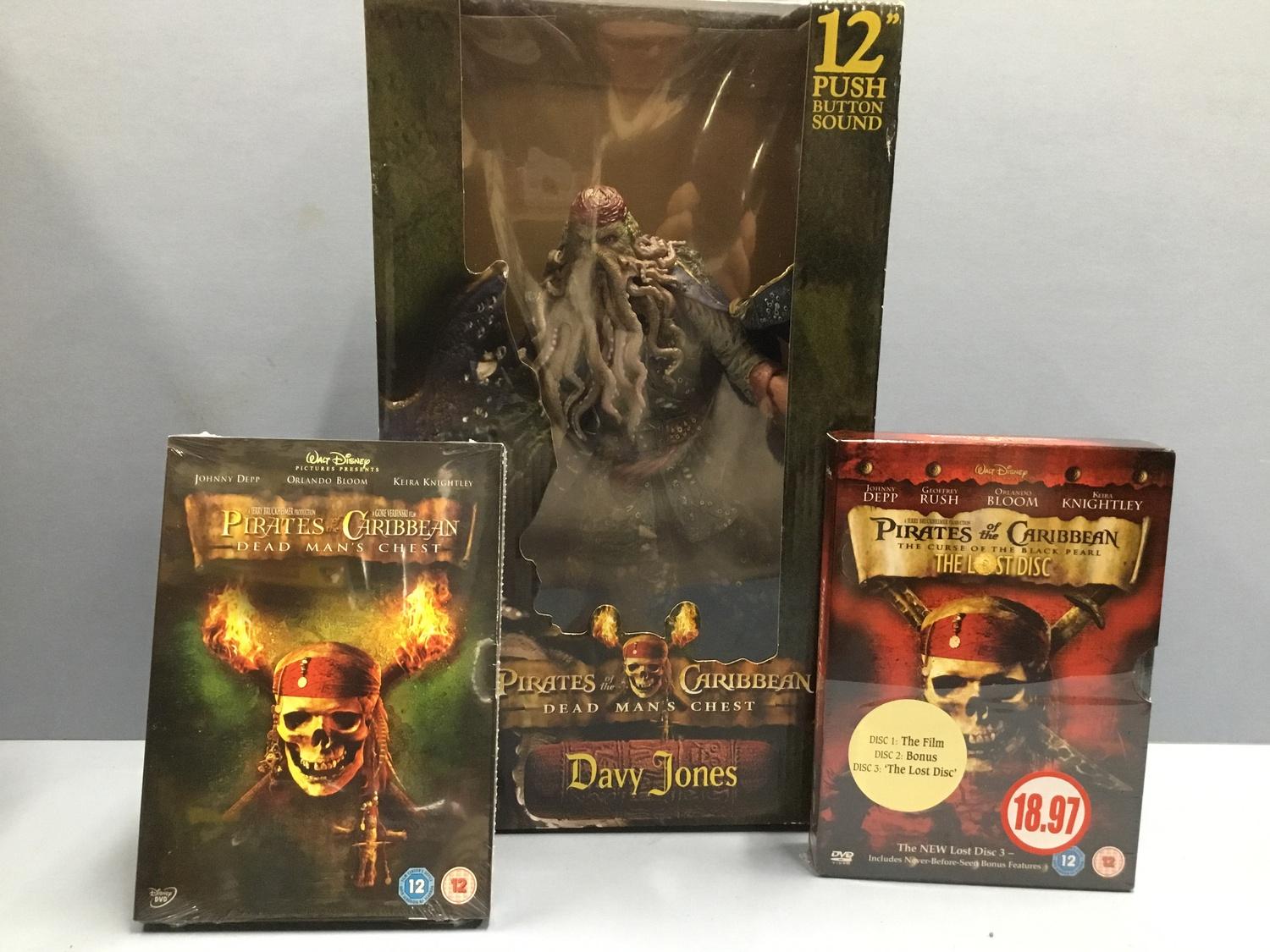 135 - Pirates Of The Caribbean Davy Jones 12" Figure 'Curse Of The Black Pearl' & DVD's - Image 2 of 2