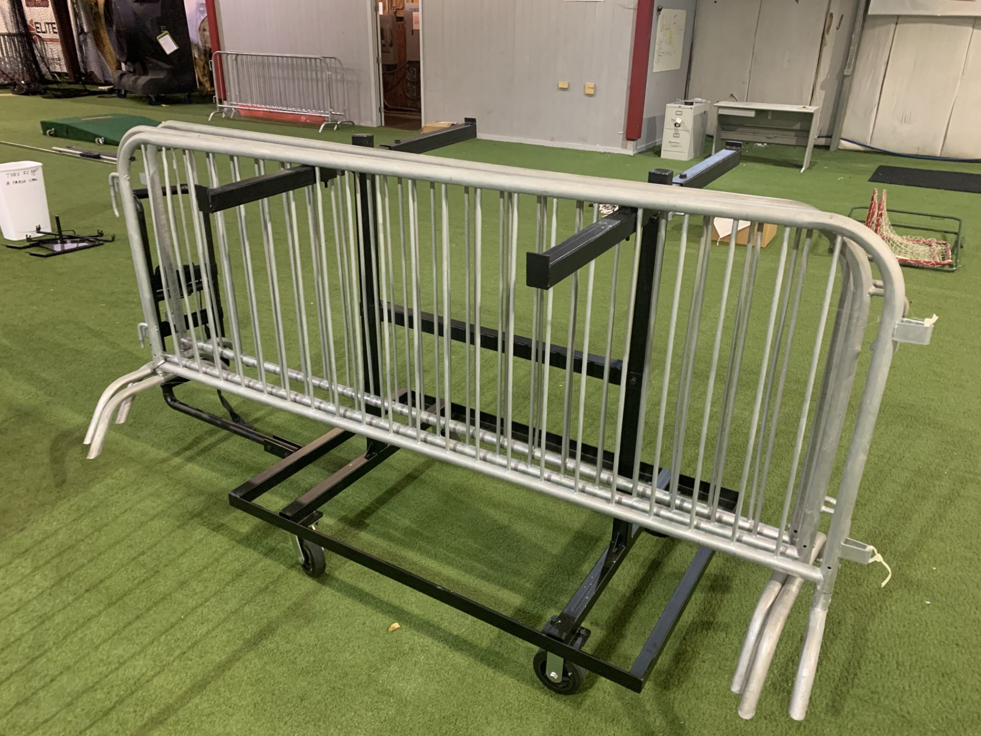 rack for crowd control barriers