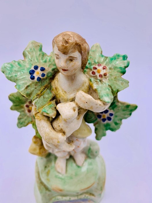 An Early 19th Century Walton Staffordshire Lady with Cat figure - Image 6 of 6