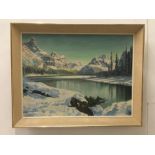 A Framed oil on canvas 'Maligne Lane by A Gruber 1963