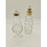 Two decorative cut glass sugar sifters