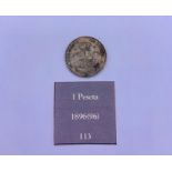 A Spanish 1896 1 peseta coin AUNC