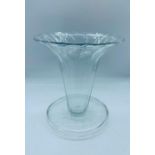 A James Powell Optic Moulded Flared vase design no 916 Etched reg no to base for 1908 H 22cms