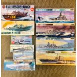 A selection of ten boxed kits, mainly battleships by Airfix, Hasegawa, Fujimi and Skywave