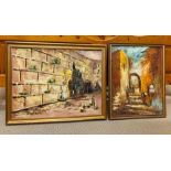 Two framed Persian oil paintings.