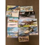 A large selection of eleven boxed Airfix aircraft kits to include a Lockhead, Sunderland III, Hawker