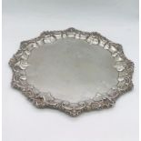 A silver tray, makers mark JR,Sheffield 1898 (895g)