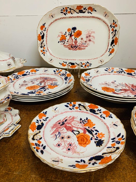 Orissa Davenport part dinner set, blue and orange hand painted to include 6 bowls, 4 plates, 2 - Bild 2 aus 3