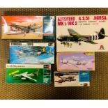 Six boxed aircraft kits to include an Airspeed A.S.51 Horsa MK1/MK2 by Italaerei, a Kawasaki K145-