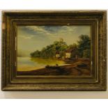A framed signed oil on canvas of Dittisham, artist unknown