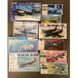 A selection of ten boxed aircraft kits by Monogram, Revell, Williams Bros etc