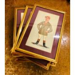 A set of eleven 19th Cntury Vanity Fair Spy prints framed in gilt frames with maroon mounts, five of