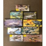 A selection of nine boxed Heller aircraft kits to include a Leo 451, D.H 89 Dragon Rapide and a