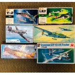 A selection of six aircraft kits to include an Azur Loire-Nieuport LN 411, a T-2 Mitsubishi Japan