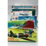 A selection of five boxed aircraft kits to include an Artiplast Caprioni Reggiane 2000 and a Bonanza