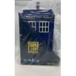 A Doctor Who Tardis Police Trash Can, dematerializing sounds and light effects