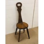 An oak hall chair with turned legs by Old Charm Furniture , Wood Bros, Ware, Herts
