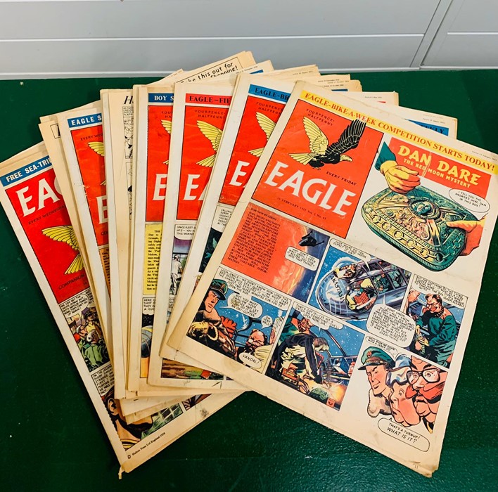 A collection of Eagle comics dated from 1952-1956