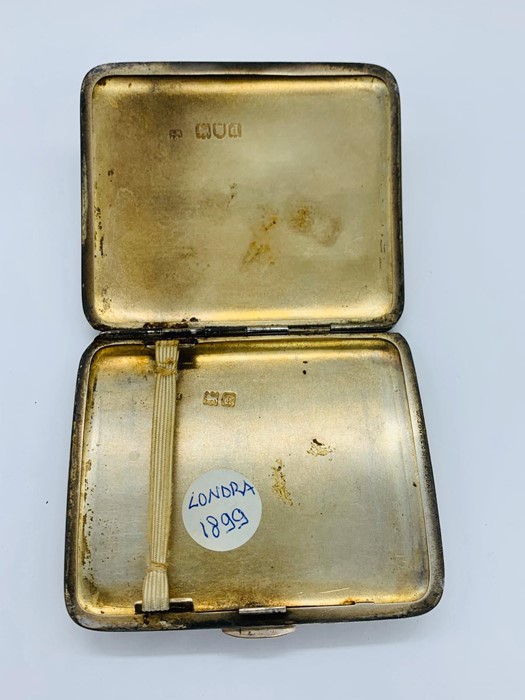 A silver cigarette case, hallmarked London 1899. - Image 2 of 2