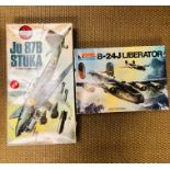 Two large boxed aircraft kits, an Airfix Junkers JU 87B-2 Stuka 1/24 and a Monogram B-24J