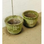 A pair of weathered stone garden planters (H31cm diameter 41cm)