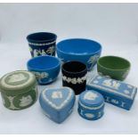 A selection of nine pieces of Wedgwood Jasperware.