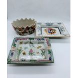 Three oriental decorative china dishes and ashtrays