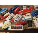 A selection of diecast models, to include buses and emergency