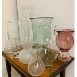 A Selection of various size glass vases