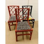 Three painted cane chairs