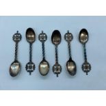 Six silver Norwegian Kings Cross spoons