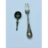 Hallmarked silver fork and spoon.
