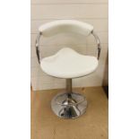 An adjustable contemporary white bar stool