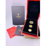 The East India Company 2016 Guinea Gold Proof three coin set comprising 22 ct gold Guinea (8.4g)