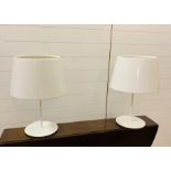 A pair of white metal contemporary lights