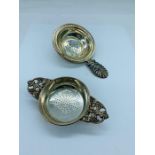Two silver tea strainers, continental silver.