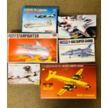 A selection of six boxed aircraft kits to include a Douglas DC-6B Securite Civile 1:72 by Heller