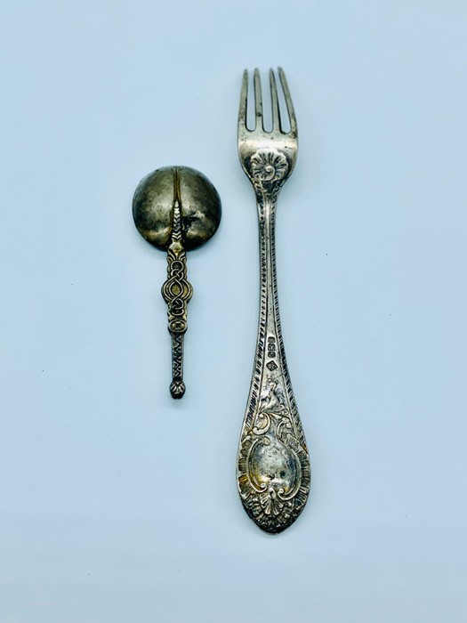 Hallmarked silver fork and spoon. - Image 2 of 2