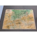 A folding Philips wall map of Surrey 1950's (175cm x 125cm)