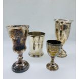 A selection of four various silver South American cups from the late 1950's and 1960's (365g)
