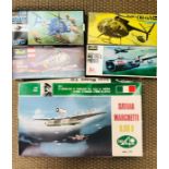 A selection of five boxed aircraft kits of which three are helicopters to include a Delta Savoia