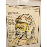 Star Wars: A Rare and Unique Item of Memorabilia. Luke Skywalker drawing with funny comments down