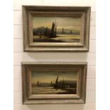 A Pair of Victorian oils on board of a Nautical theme signed Hibbert.