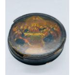 A Papier Mache snuff box with Last Supper Decoration (AF)