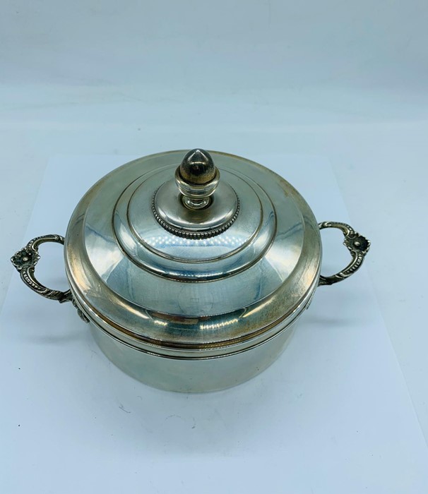 A continental silver two handled glass lined and lidded dish. - Image 2 of 4