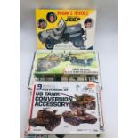 A selection of five boxed kits of military vehicles and accessories