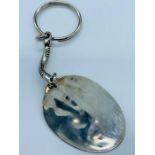 An antique silver spoon keyring, boxed.